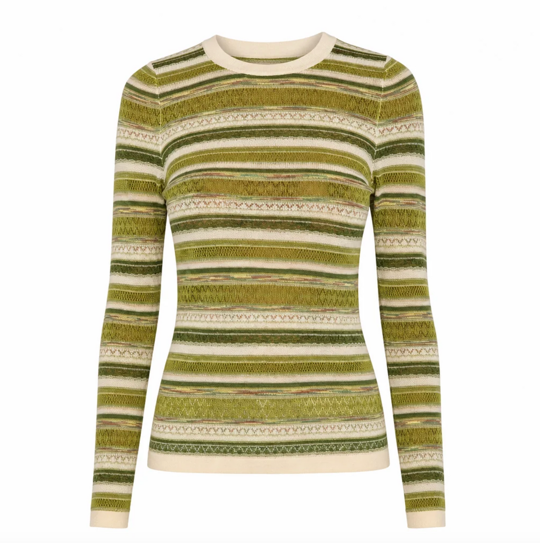 Andrea Space Dyed Knit Top in Green Space Dye