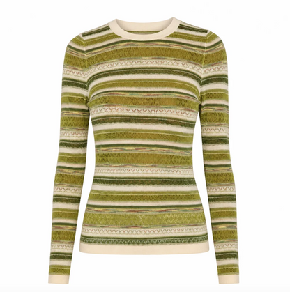 Andrea Space Dyed Knit Top in Green Space Dye
