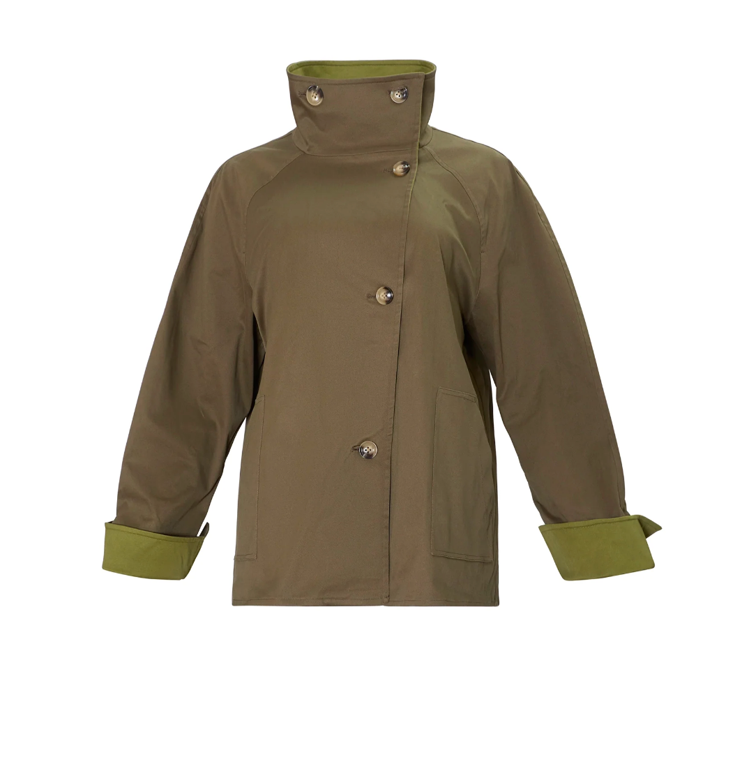 Howell Cropped Trench in Khaki Brown