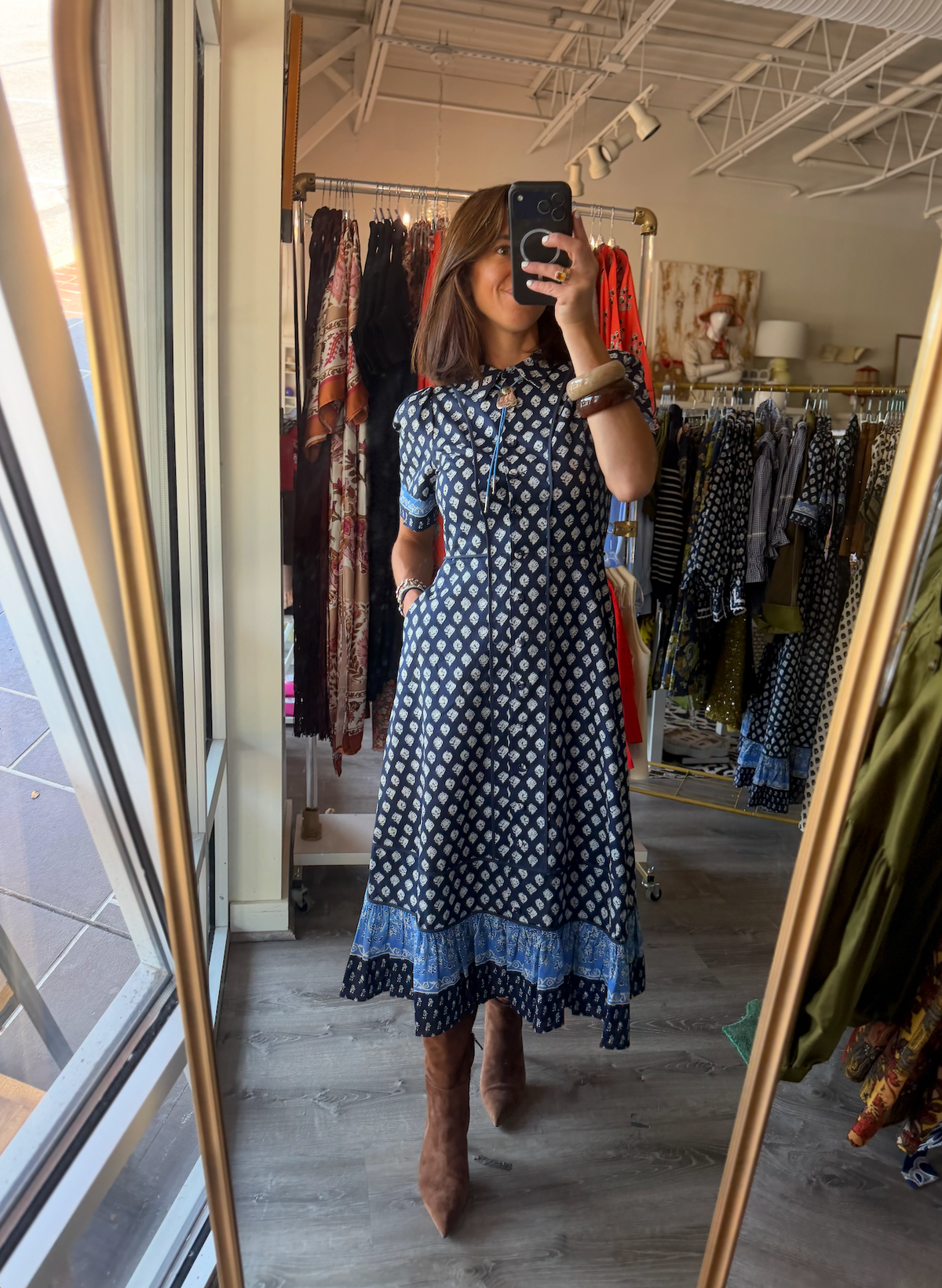 Greta Dress in Thistle &amp; Vine Blue
