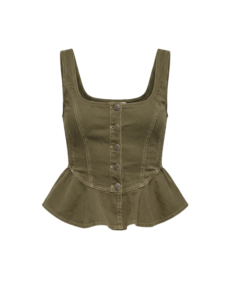 Eva Top in Ivy Green Denim