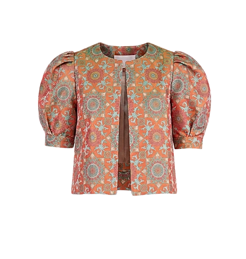 Puff Sleeve Crop Jacket in Sunwheel