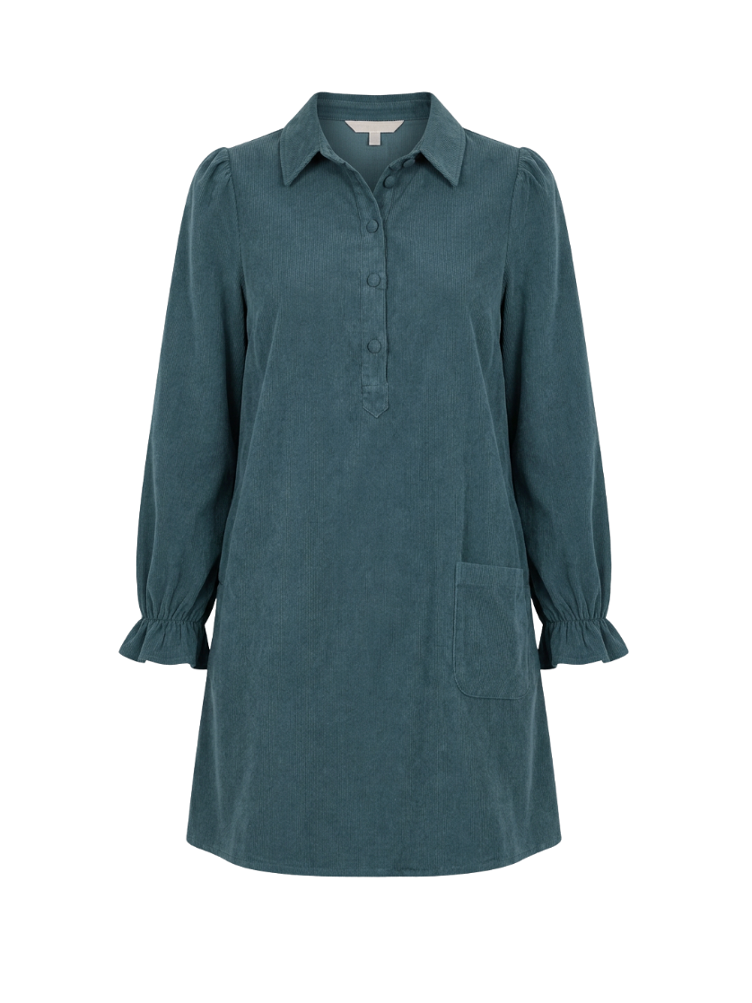 Placket Collar Dress in Peacock