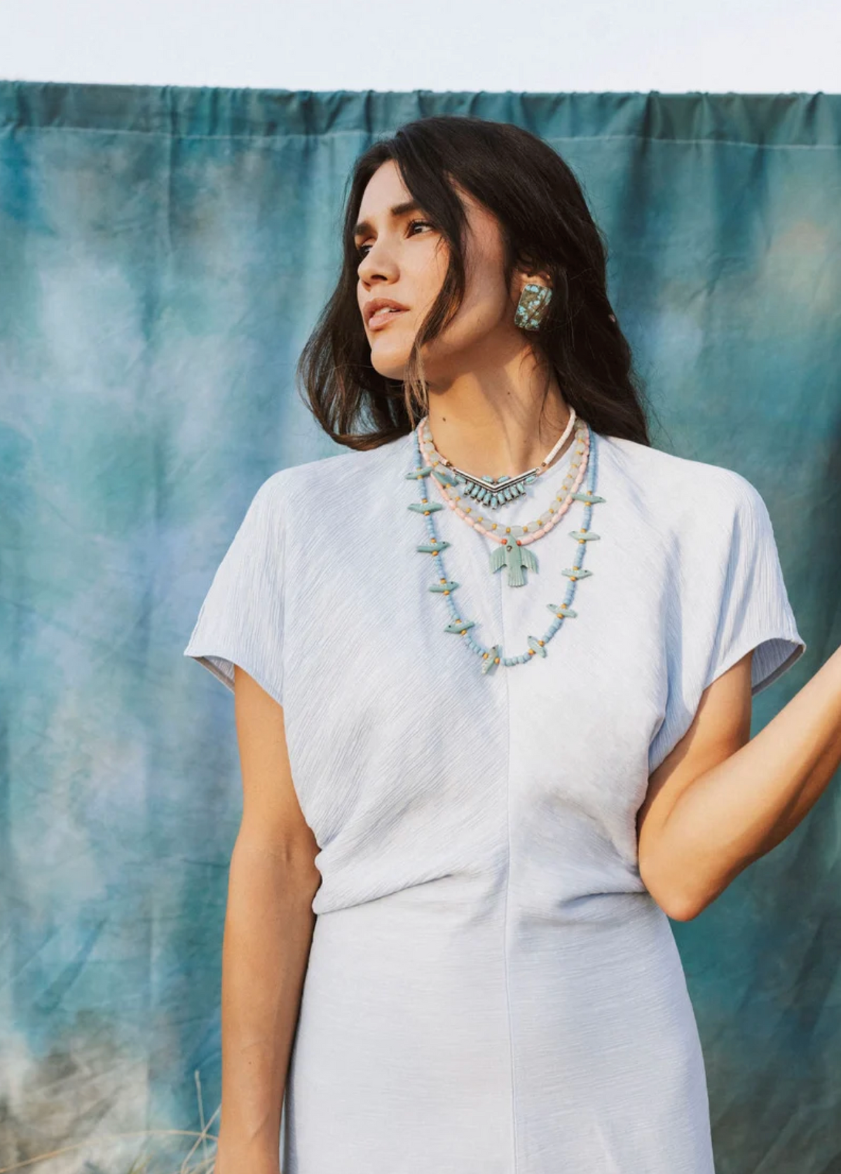 Long Turquoise Bird Light Blue