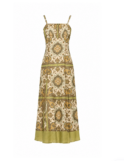 Blaire Midi Dress in Kaleidescope Scarf Print