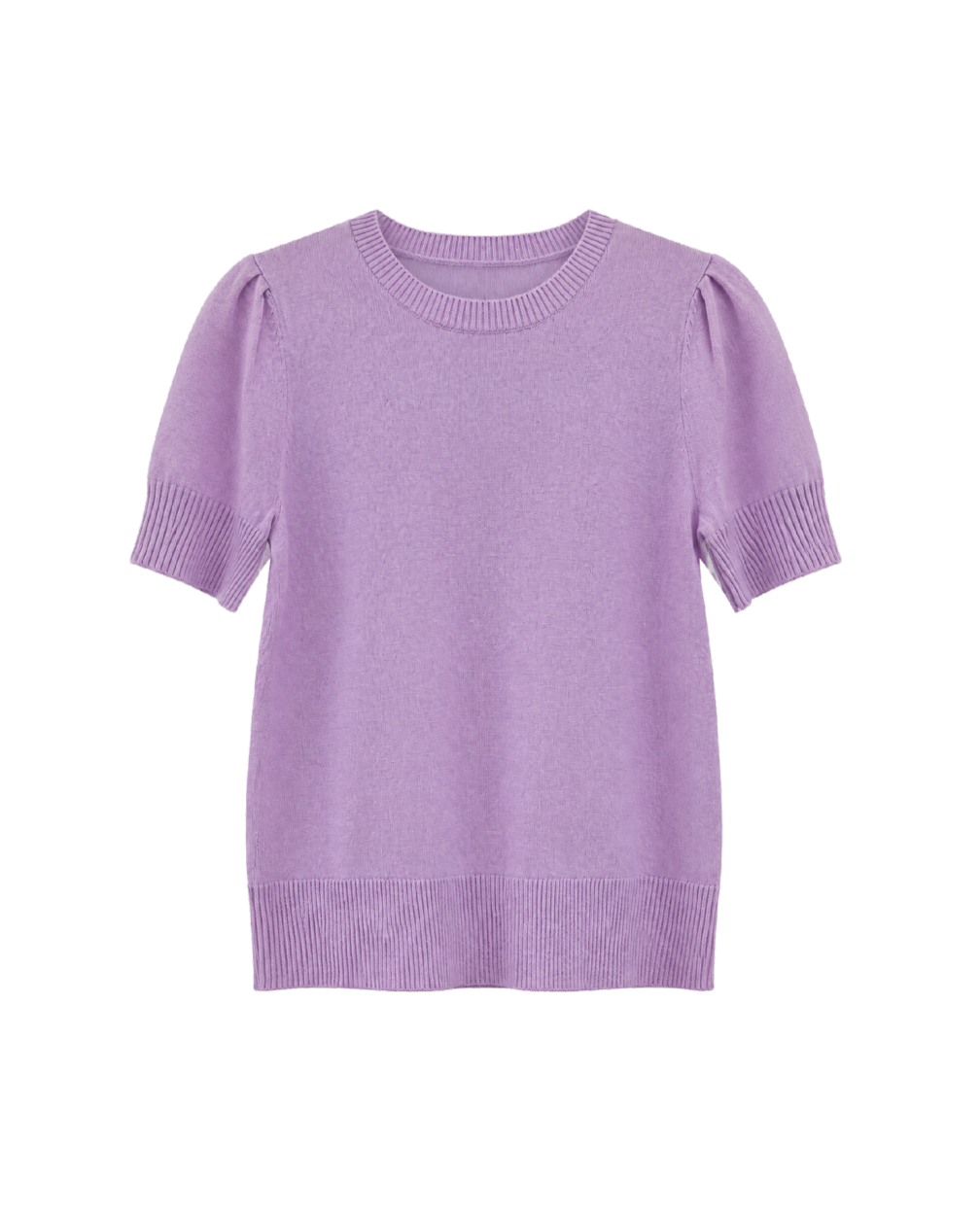 Short Puff Sleeve Polo Sweater in Lilac