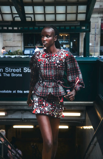 Britt Mini Skirt in Parlour Plaid Garnet