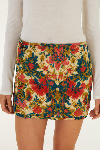 JACQUARD ARABESQUE CREAM MATELASSE MINI SKIRT