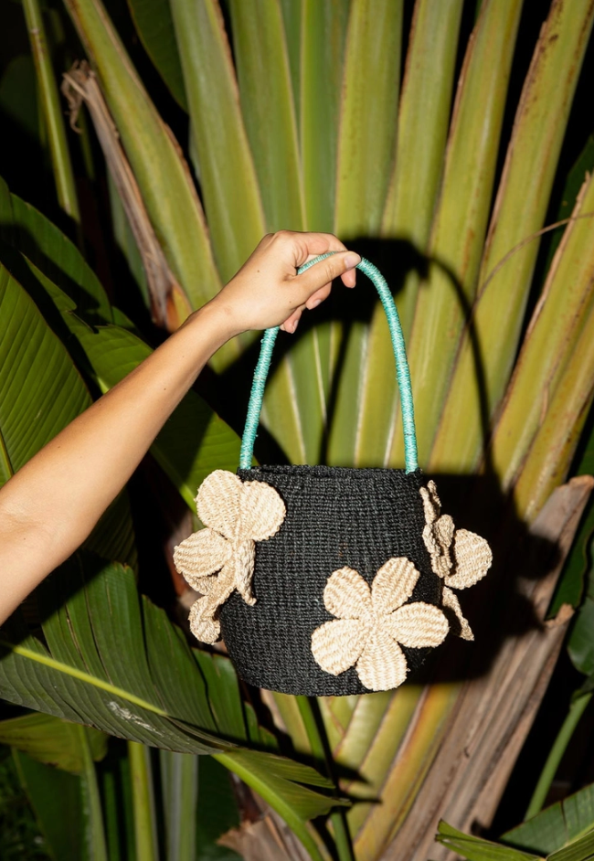 Paradiso Bag in "Midnight" Handwoven Beach Bucket Bag