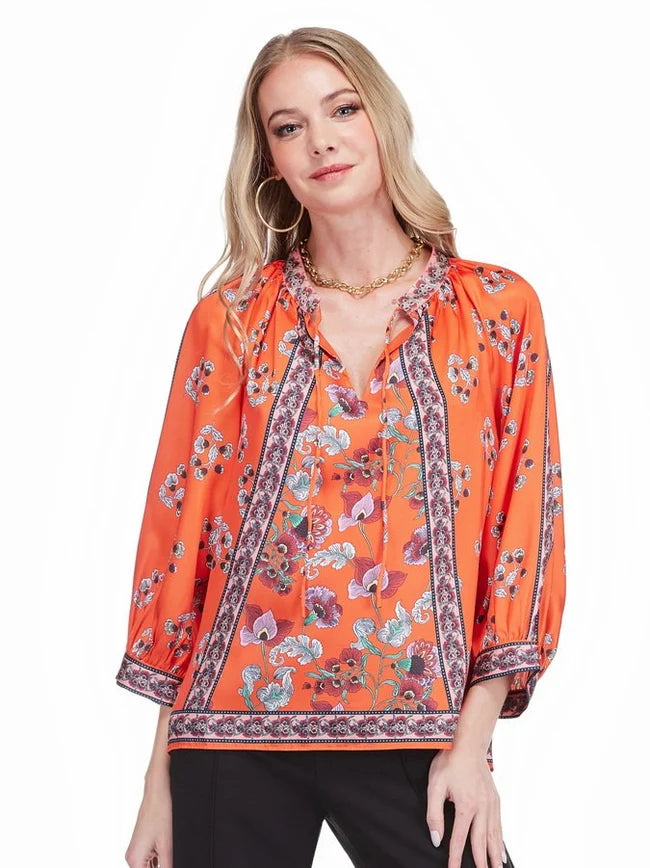 Band Collar Peasant Top in Spice Stem