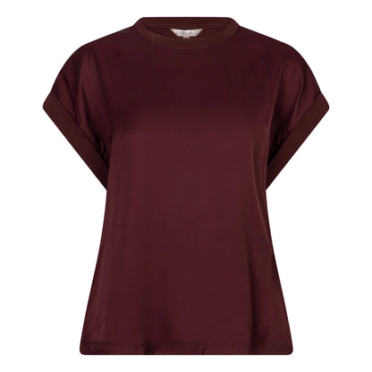 Roll Up Sleeve Shirt in Merlot Satin