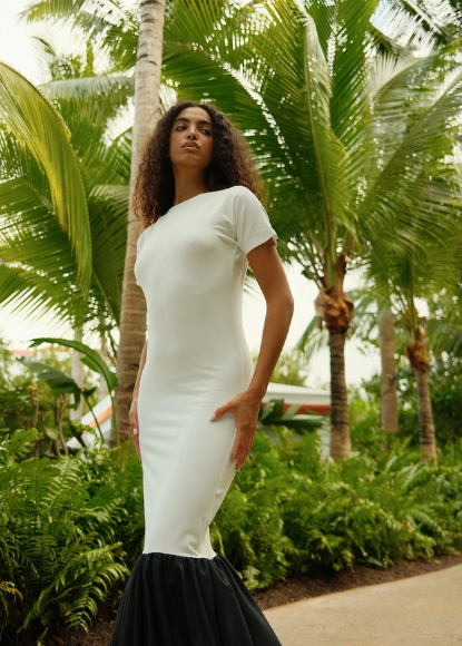 White Bubble Hem T-shirt Dress
