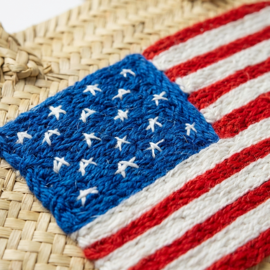 Moroccan Straw Tote with USA Flag – Beach &amp; Market Bag