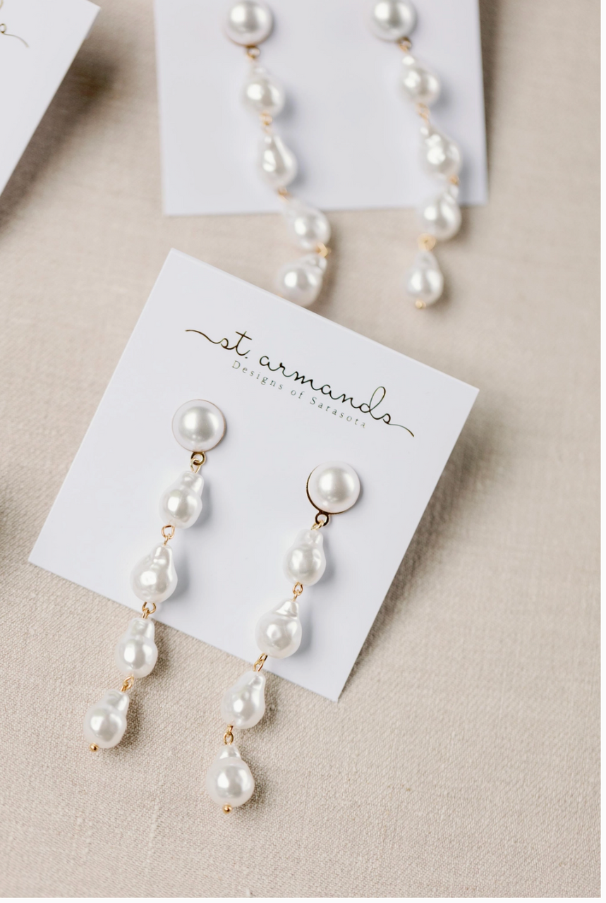 Natural Pearl Statement Drop Statement Earrings