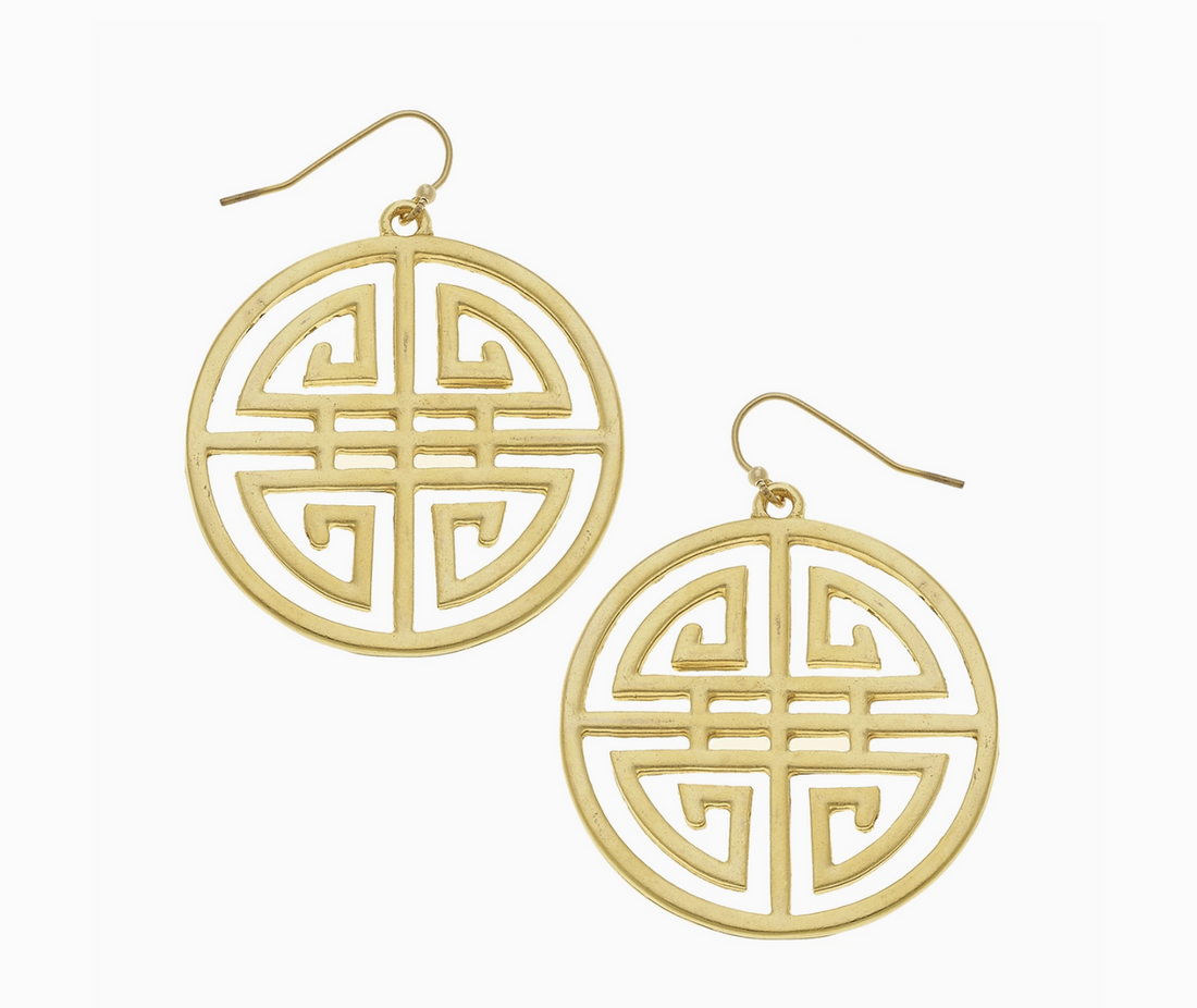 Gold Medallion Cut Out Earrings