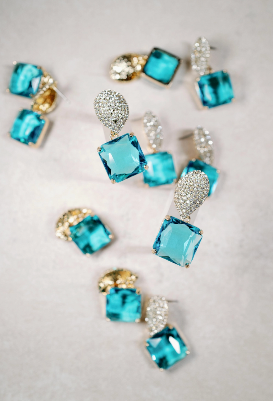 Retro Pave Crystal Gum Drop Statement Earrings