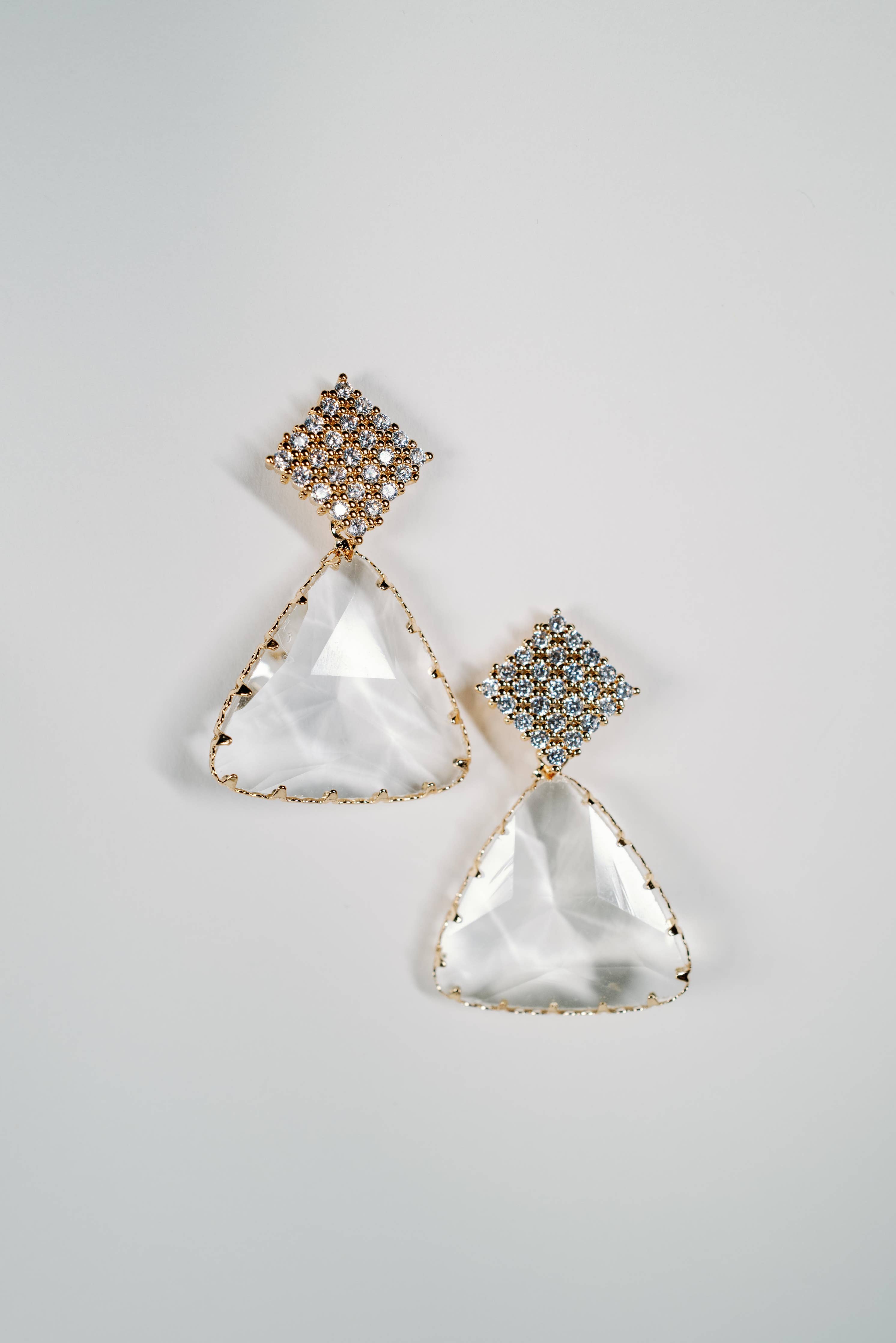 Diamond Pave and Crystal Drop Holiday Statement Earrings