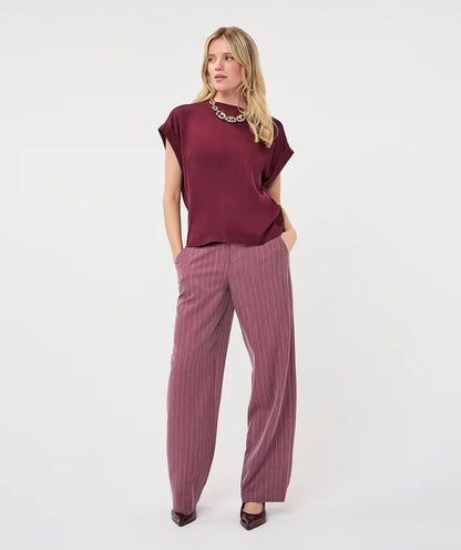 Roll Up Sleeve Shirt in Merlot Satin