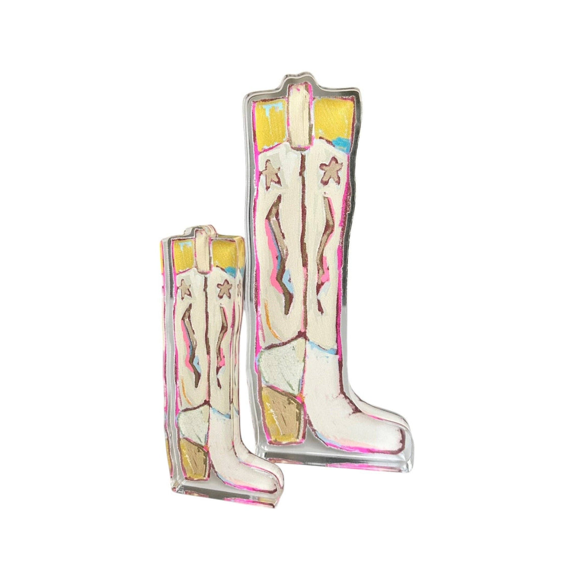Cowgirl Up Cowboy Boot Acrylic Tabletop Art