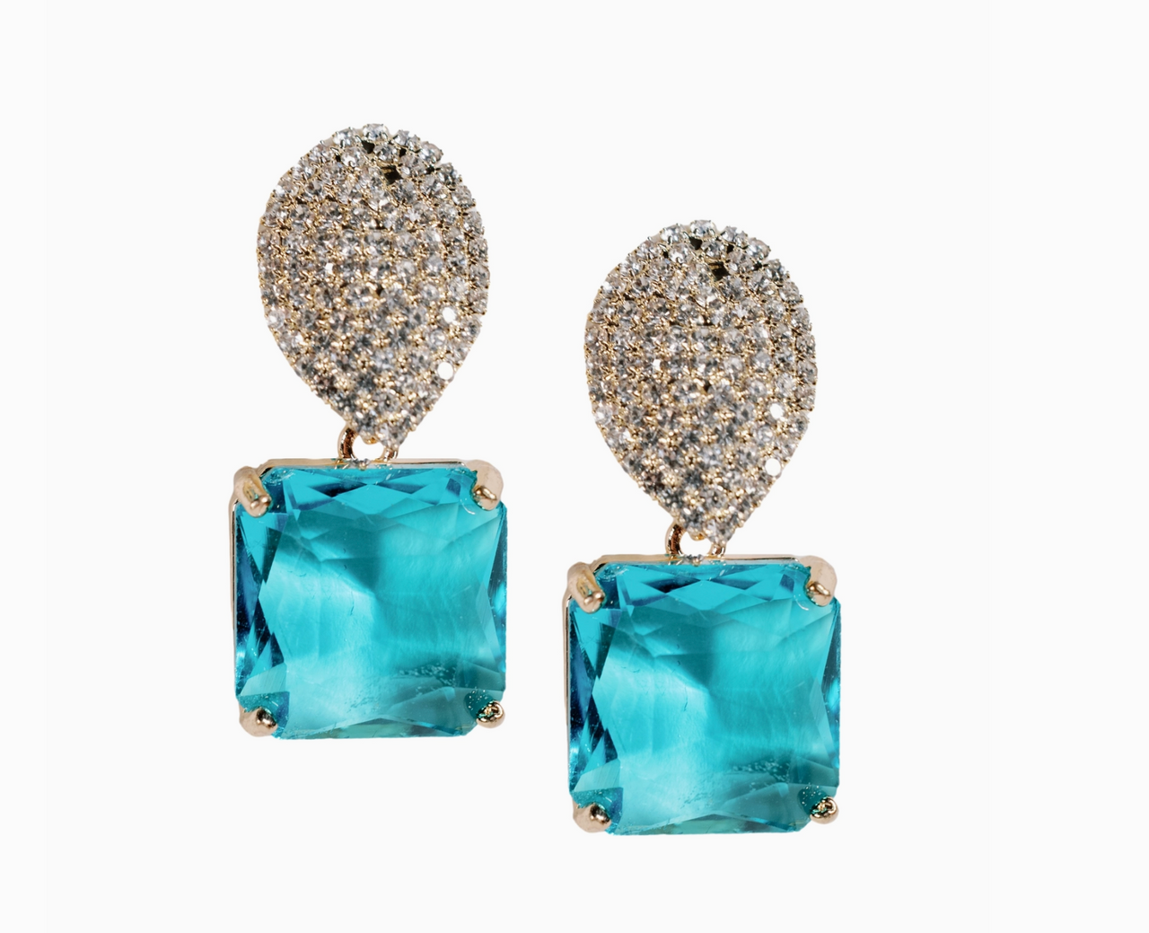 Retro Pave Crystal Gum Drop Statement Earrings
