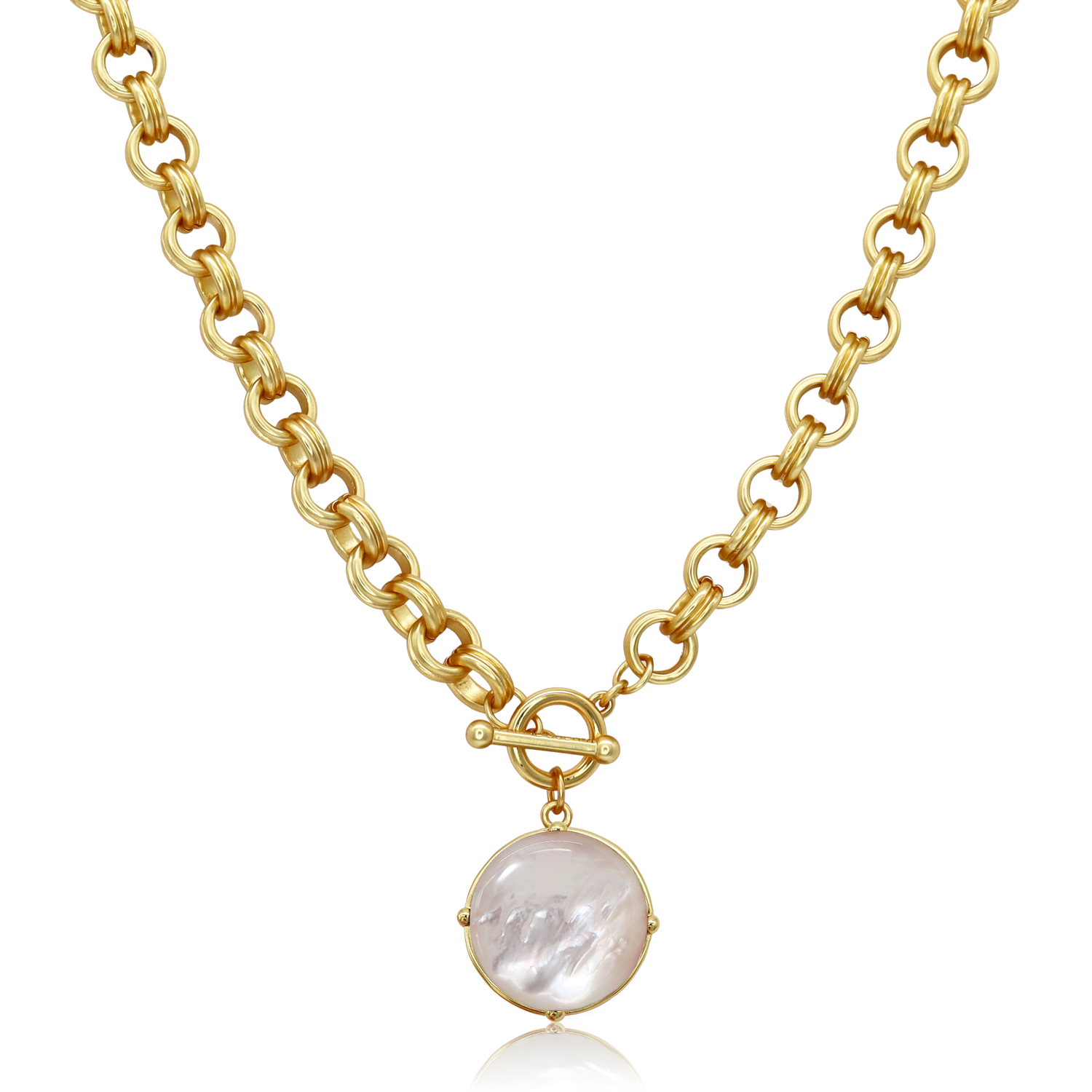 Cabochon Pendant Necklace - 24k Gold Plated