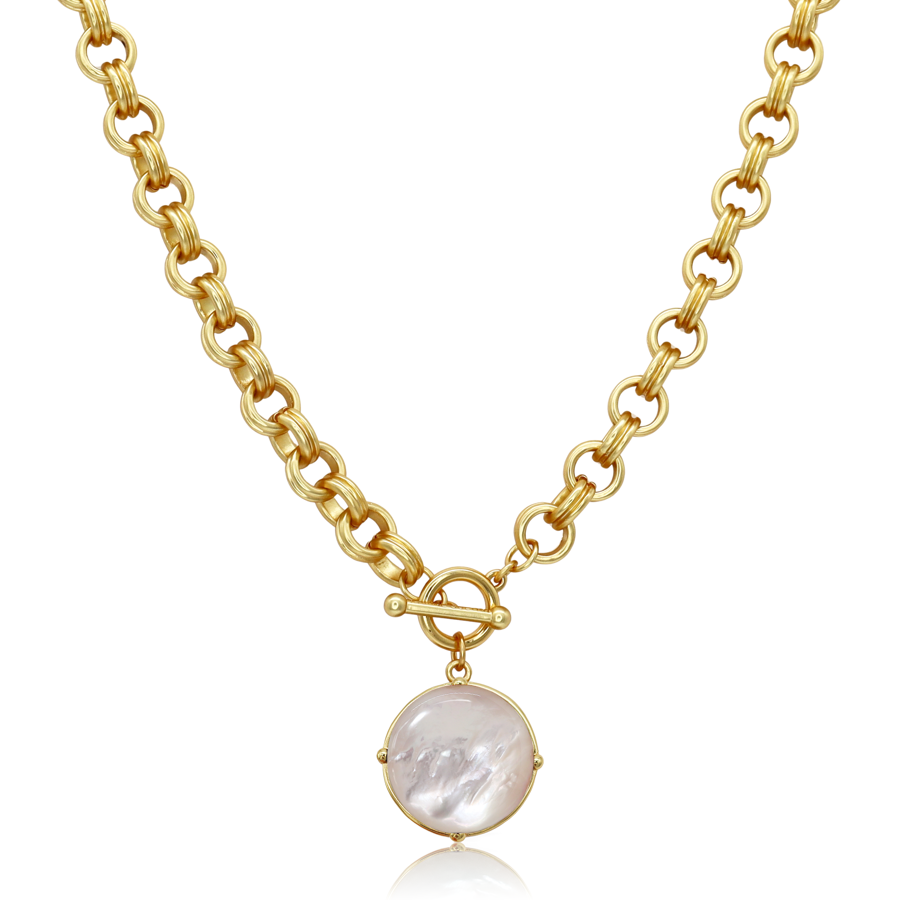 Cabochon Pendant Necklace - 24k Gold Plated