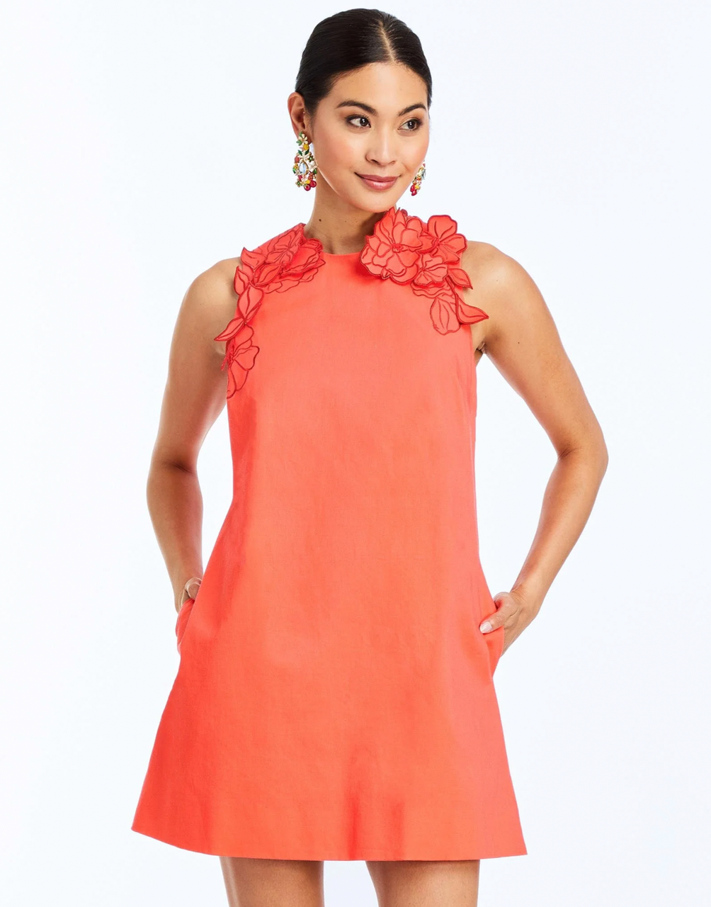 Juniper Shift Mini Dress in Calypso Coral