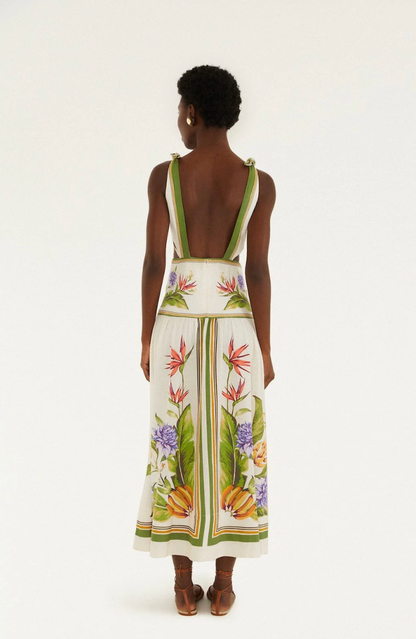 Tropical Scarf Sand Maxi Dress