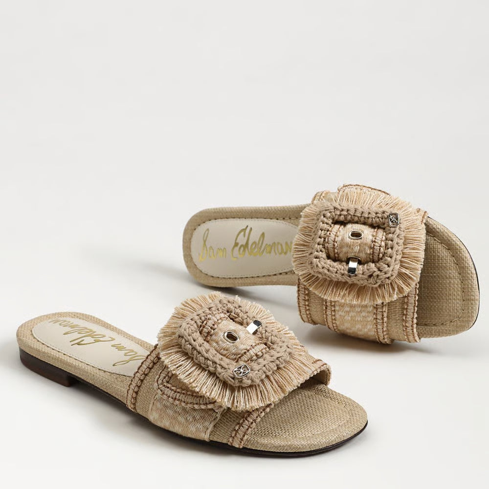 Bambi Playa Slide Sandal in Summer Sand/Multi Faux Raffia