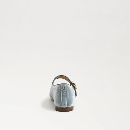 Michaela Mary Jane Flat in Azure Blue Velvet