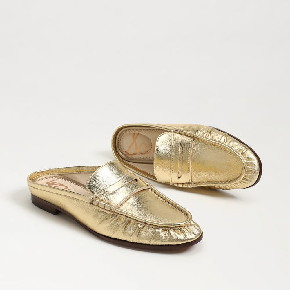 Louella Mule in Amber Gold Leather