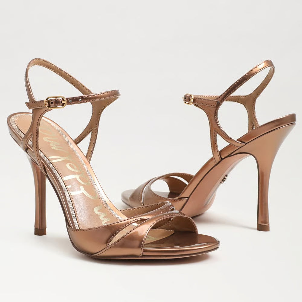 Cressida Stiletto Sandal in Magnolia Pink Patent Leather