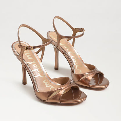Cressida Stiletto Sandal in Magnolia Pink Patent Leather