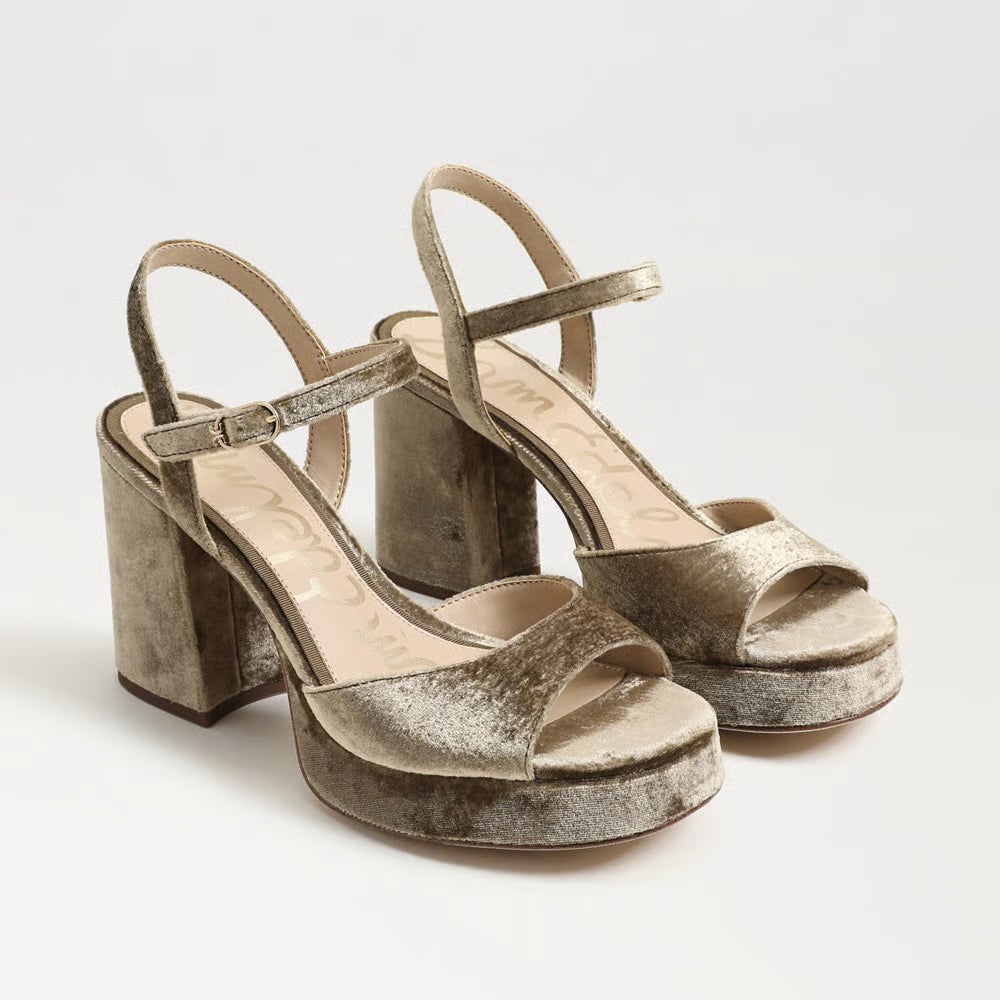 Fleur Platform Sandal in Brown Mushroom Velvet