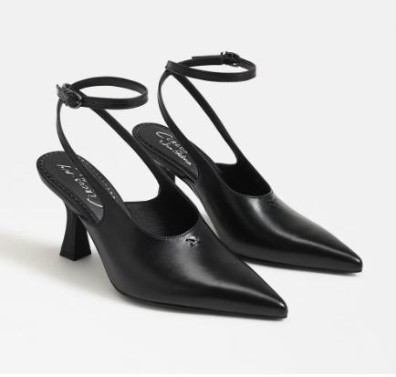 Tara Slingback Heel in Black Leather
