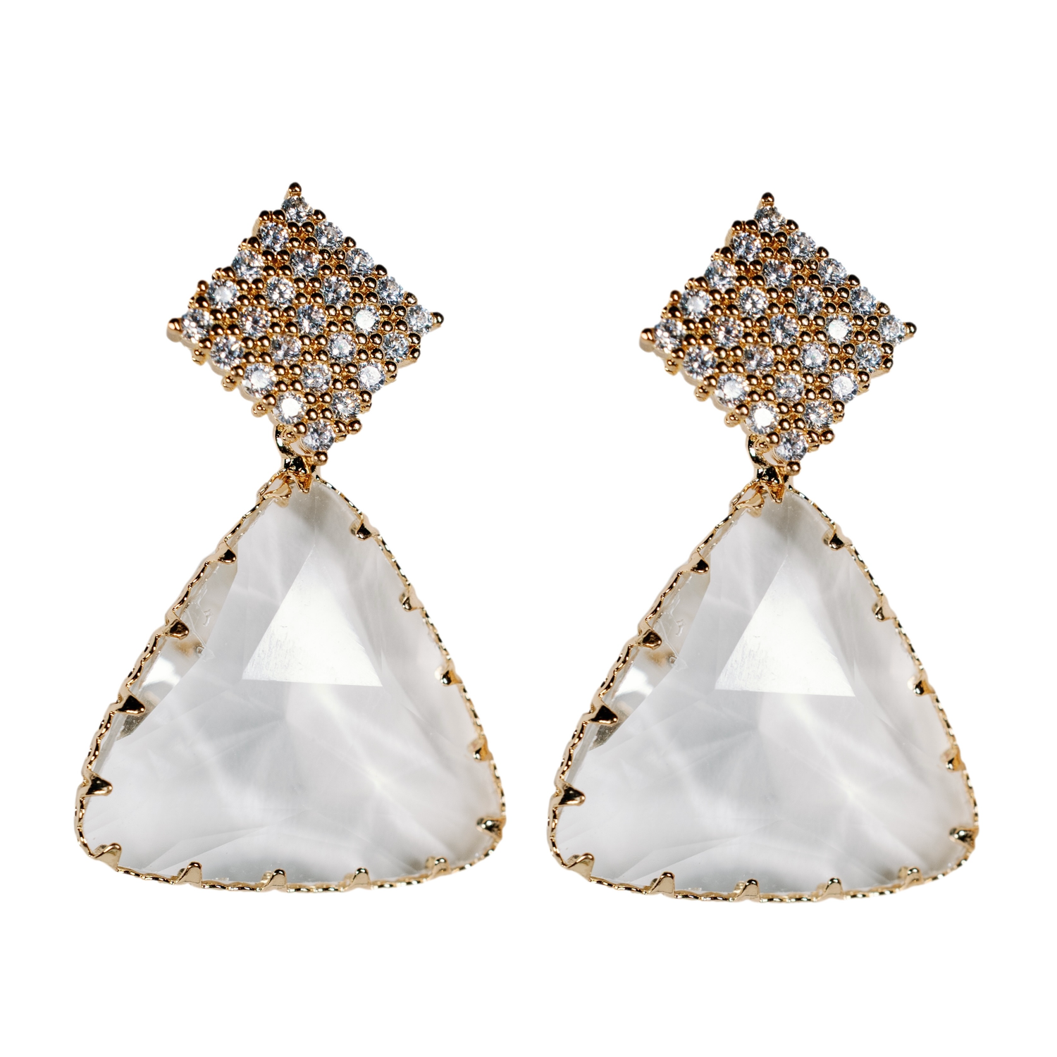 Diamond Pave and Crystal Drop Holiday Statement Earrings