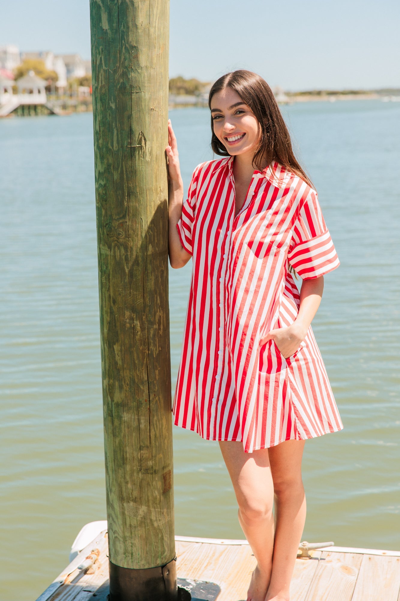 Dock Dress, Red Stripes
