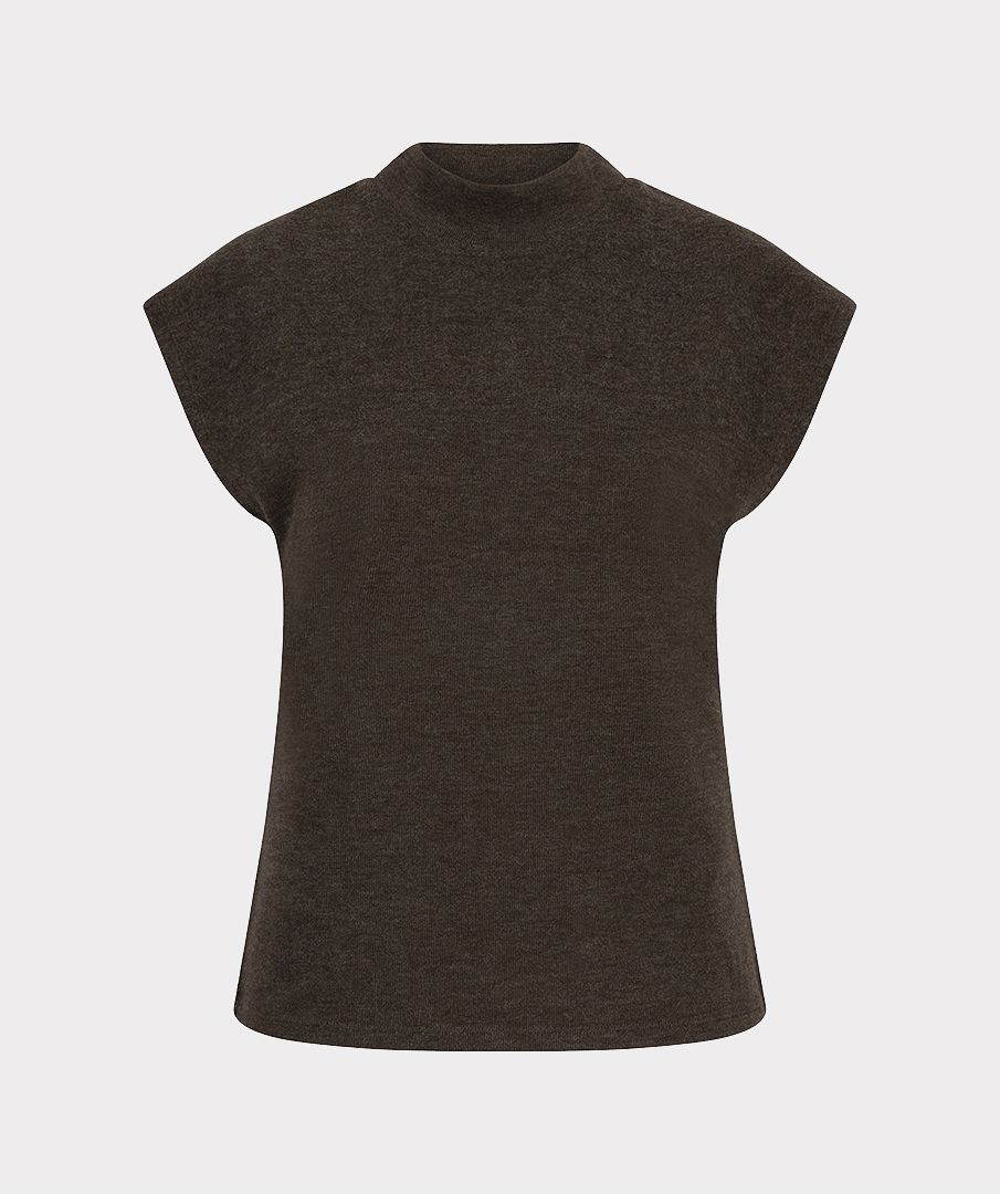 Sweater Sleeveless Mockneck in Cacao