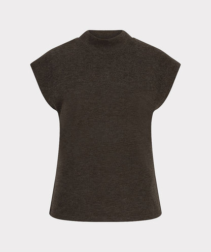 Sweater Sleeveless Mockneck in Cacao
