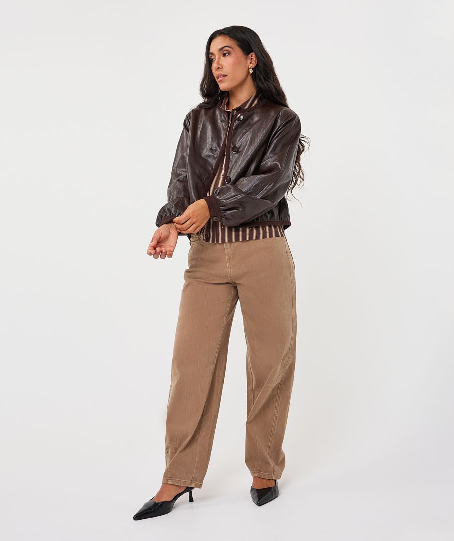 Jacket Short PU Crinkle in Cacao