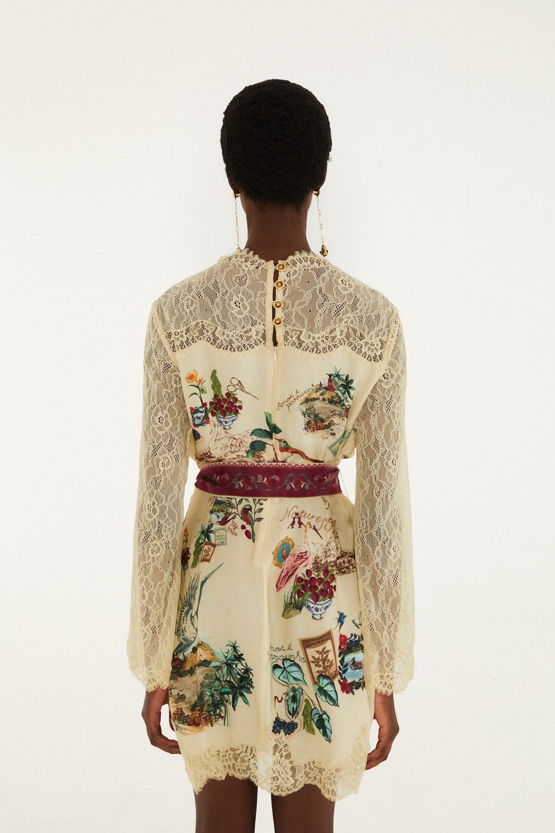 Bird Poetry Soft Pink Long Sleeve Mini Dress
