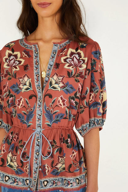 Floral Beauty Tapestry Blush Pink Blouse