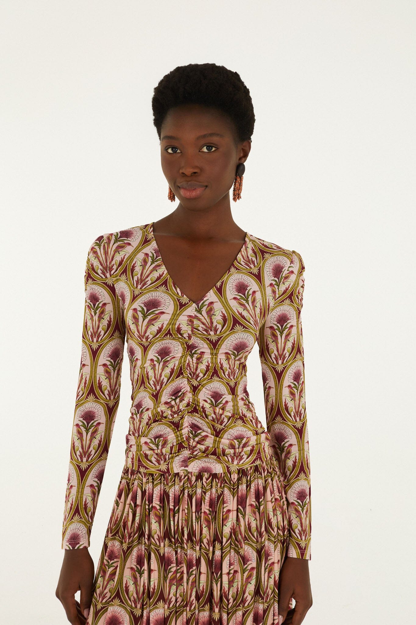 Garden Medal Multicolor Jersey Long Sleeve Blouse