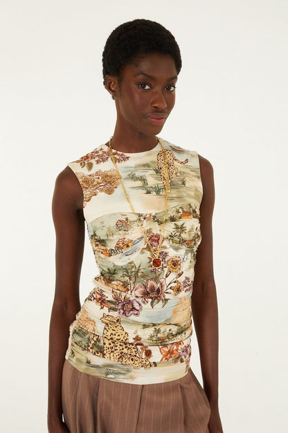 Toile De Rio Winter White Sleeveless Blouse