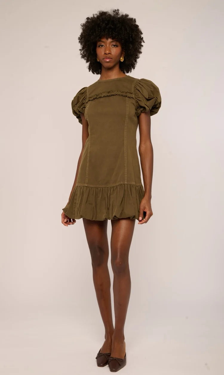 Adele Mini Dress in Ivy Green Denim