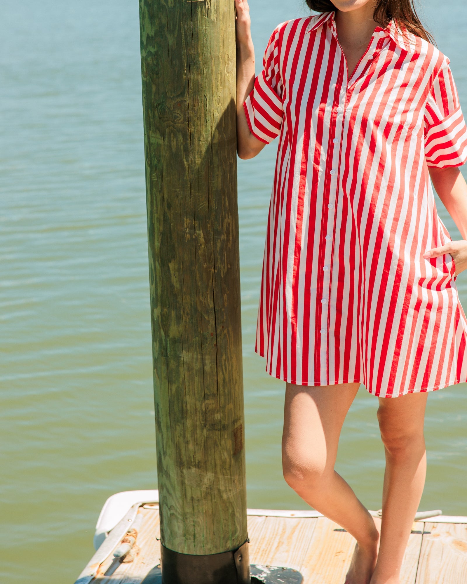 Dock Dress, Red Stripes
