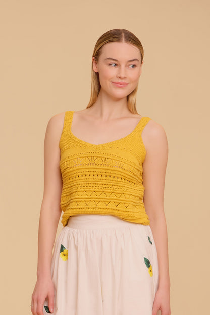 Iris Crochet Top, Marigold